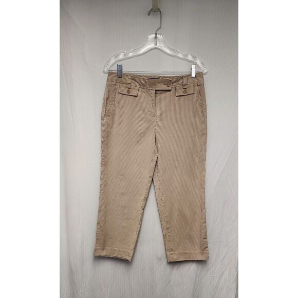 Talbots Striped Capri Dress Pants Size Beige Size 6P - Picture 2 of 5